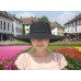 Wide Brim Braded Paper Straw Hat w/ Frill - Black - HT-ST255BK